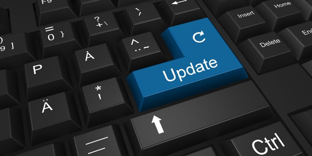 Photo showing an update button as in the blog post we express how important it is to do regular updates when you manage your website